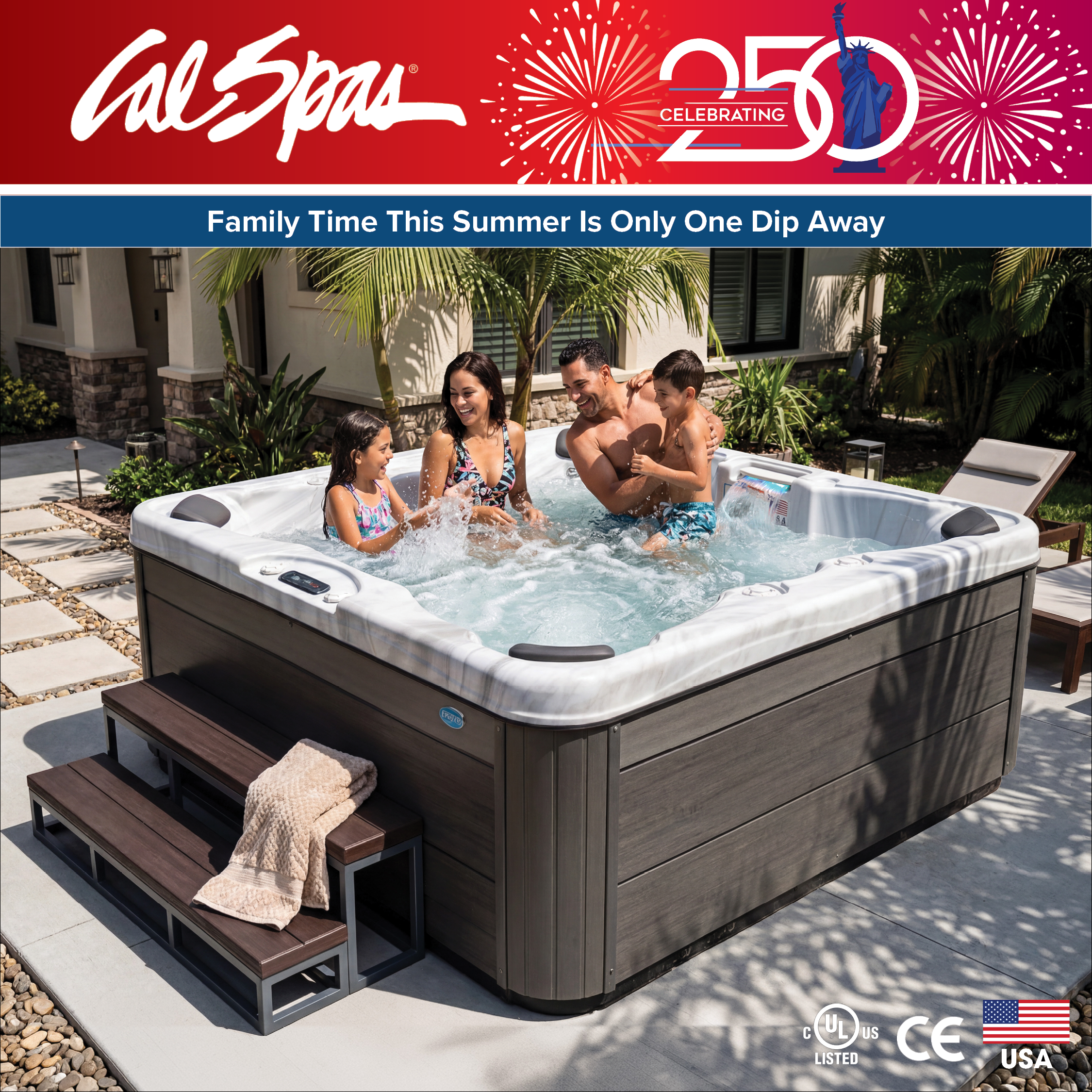 Calspas hot tub being used in a family setting - Norwalk